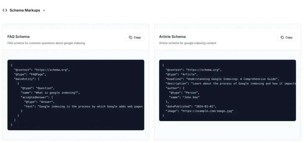 schema mark up and html