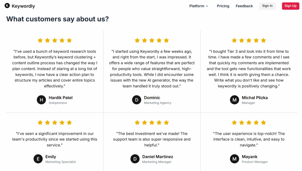 what customers say about us