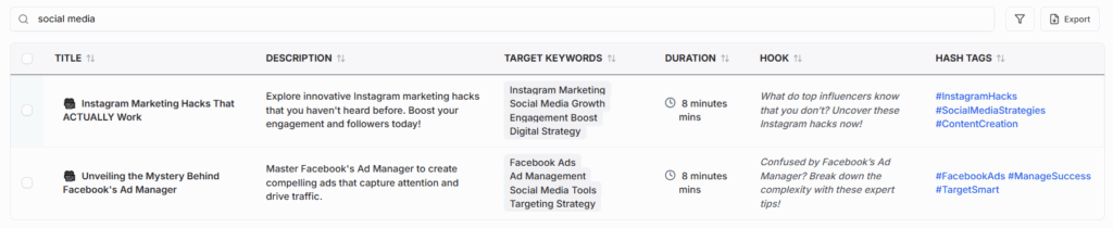 keyordly.ai youtube internal search - idea generator