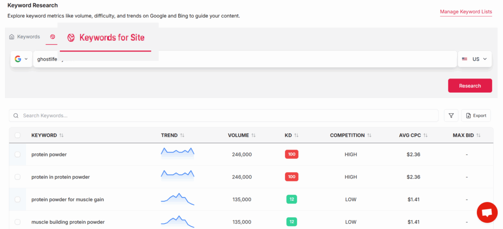 extract keywords from website 